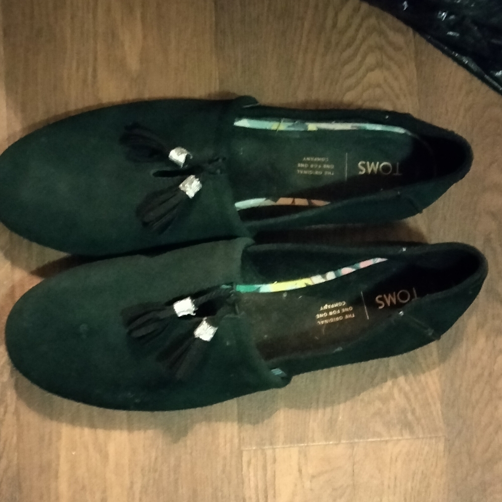 WOMENS TOMS BLACK FLATS SZ 10W